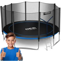 Neo-Sport Trampoline de Jardin 15ft/465cm avec Filet de Sécurité Externe et Échelle