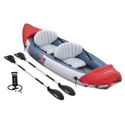 Kayak gonflable pour une utilisation en rivière ou au lac, idéal pour les familles
