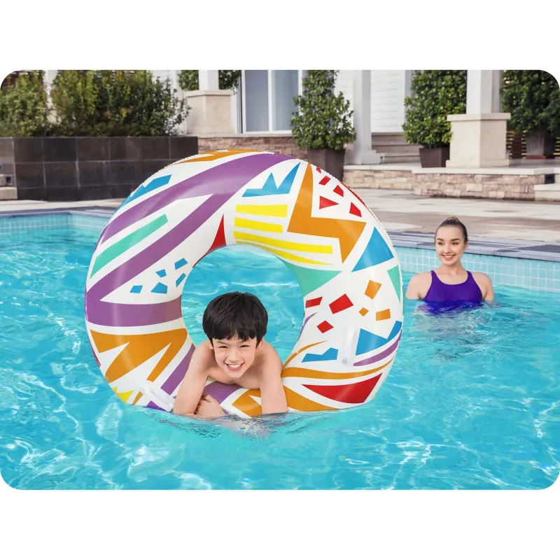 Bouée élégante blanche 107cm Bestway 36228, parfaite pour la plage