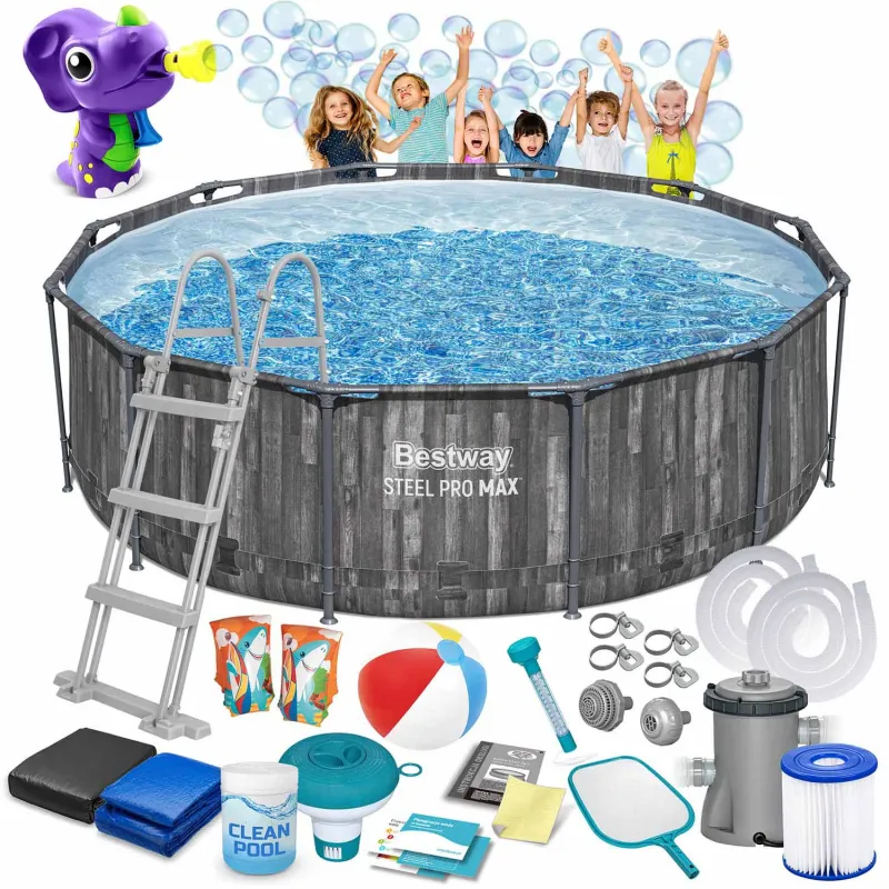 Piscine tubulaire 366 x 100 cm avec machine à bulles, idéale pour le jardin