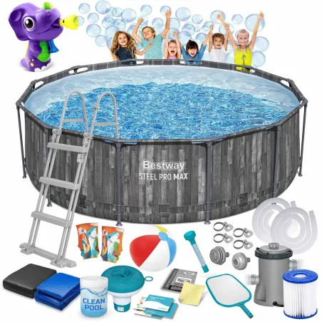 Piscine tubulaire 366 x 100 cm avec machine à bulles, idéale pour le jardin