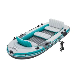 Bateau gonflable bleu, parfait pour les loisirs aquatiques et le plaisir