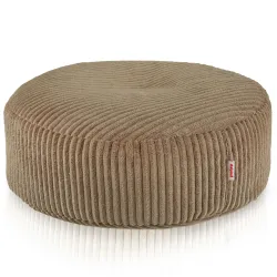 Pouf repose-pieds rond et assise d'appoint en velours côtelé