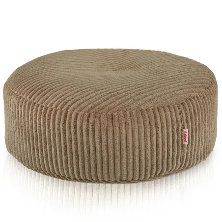 Pouf repose-pieds rond et assise d'appoint en velours côtelé