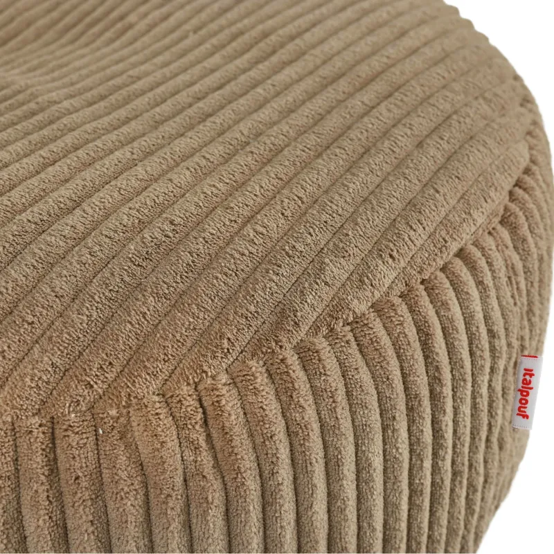 Pouf repose-pieds rond et assise d'appoint en velours côtelé