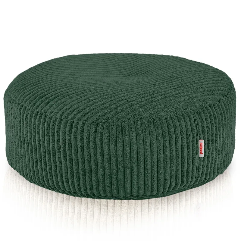Pouf repose-pieds rond et assise d'appoint en velours côtelé