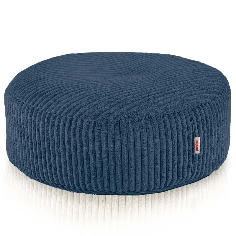 Pouf repose-pieds rond et assise d'appoint en velours côtelé