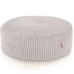 Pouf Repose-pieds Rond - Velours Côtelé Soft