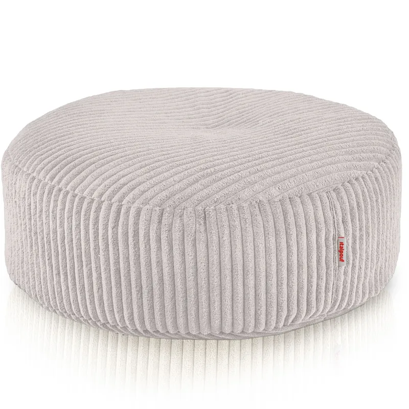 Pouf repose-pieds rond et assise d'appoint en velours côtelé