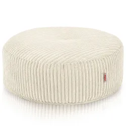 Pouf Repose-pieds Rond - Velours Côtelé Soft