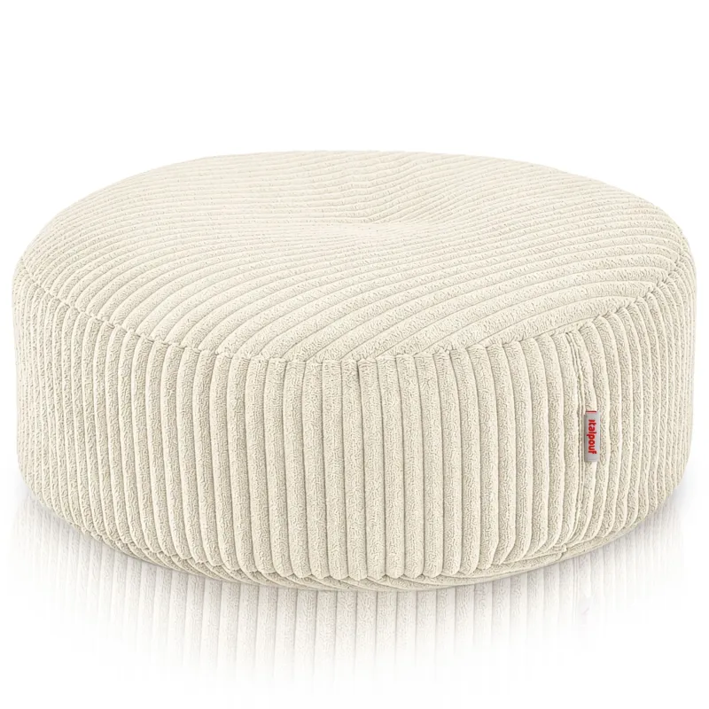 Pouf repose-pieds rond et assise d'appoint en velours côtelé