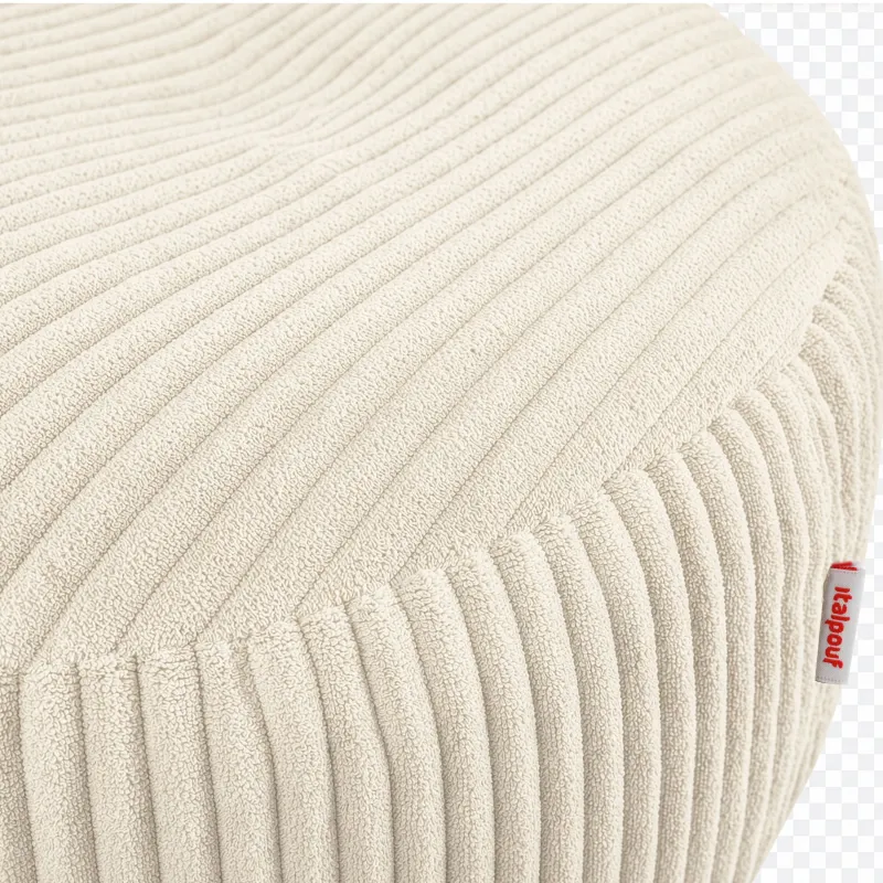Pouf repose-pieds rond et assise d'appoint en velours côtelé