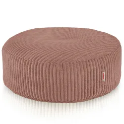 Pouf Repose-pieds Rond - Velours Côtelé Soft