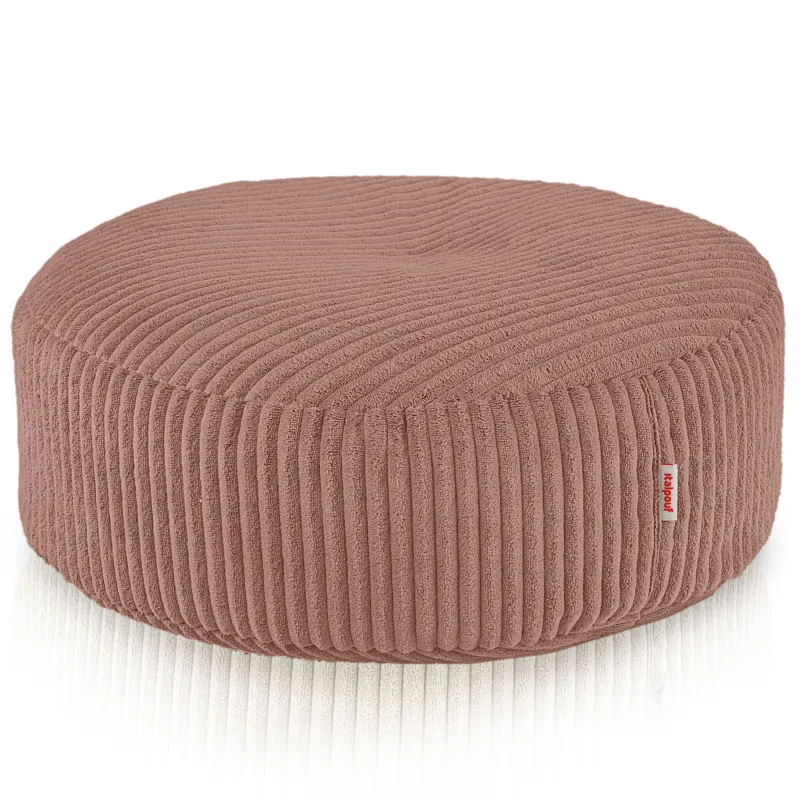 Pouf repose-pieds rond et assise d'appoint en velours côtelé