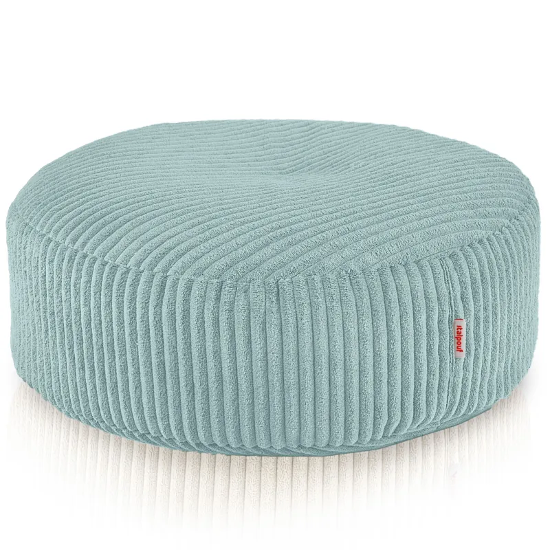 Pouf repose-pieds rond et assise d'appoint en velours côtelé