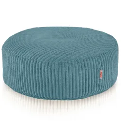 Pouf Repose-pieds Rond - Velours Côtelé Soft