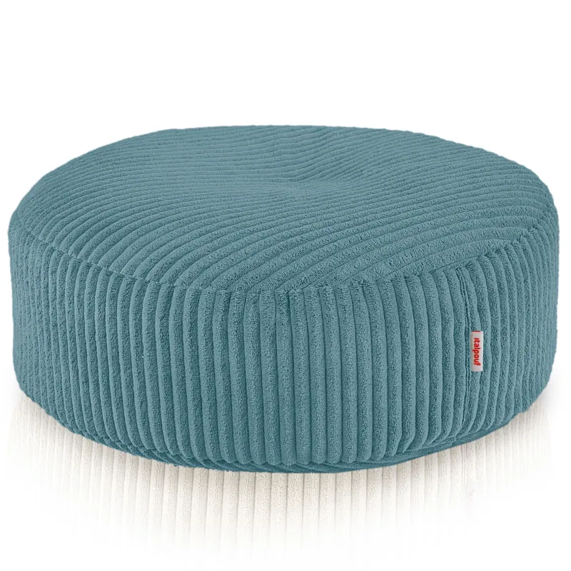 Pouf repose-pieds rond et assise d'appoint en velours côtelé