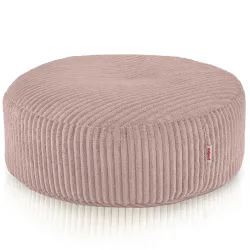 Pouf Repose-pieds Rond - Velours Côtelé Soft