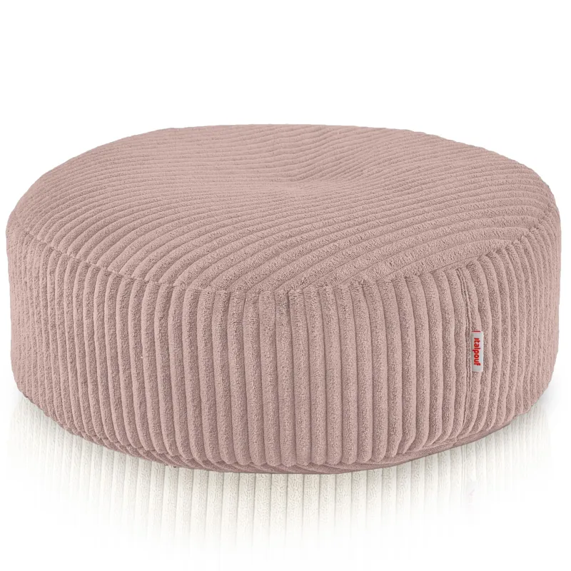 Pouf repose-pieds rond et assise d'appoint en velours côtelé