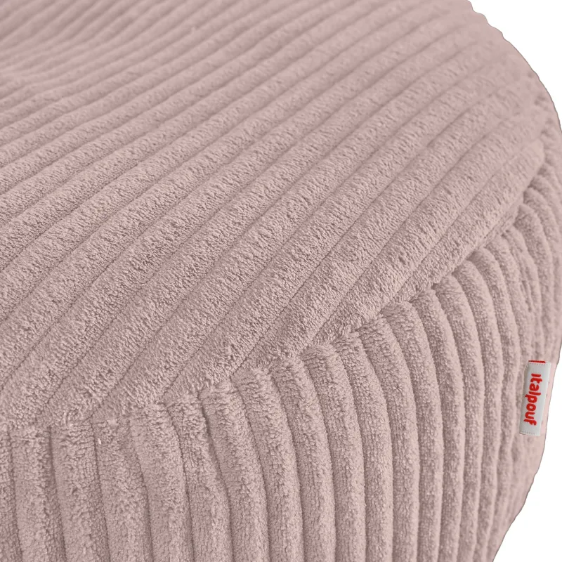 Pouf repose-pieds rond et assise d'appoint en velours côtelé