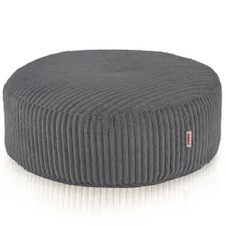 Pouf Repose-pieds Rond - Velours Côtelé Soft