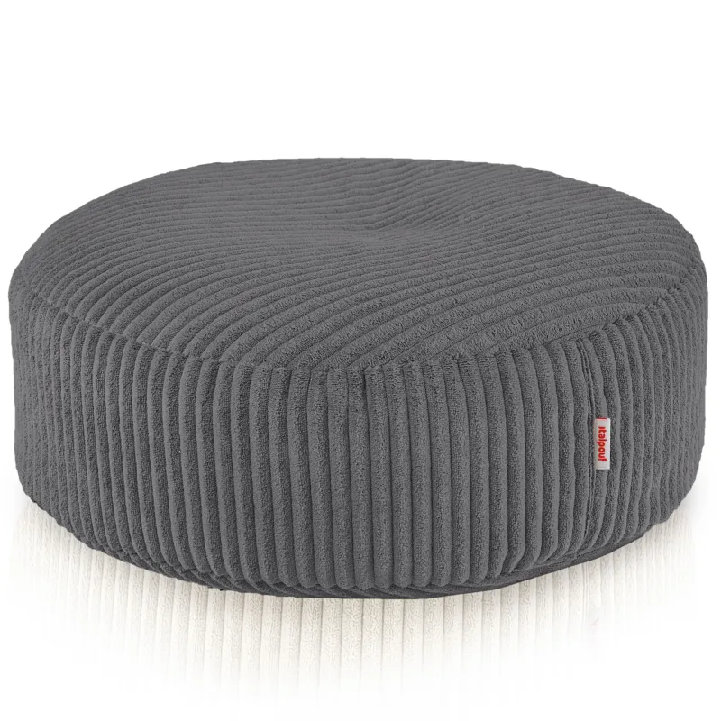 Pouf repose-pieds rond et assise d'appoint en velours côtelé