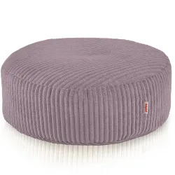 Pouf Repose-pieds Rond - Velours Côtelé Soft