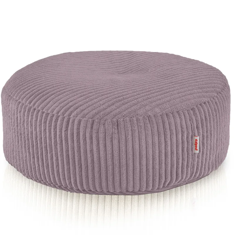 Pouf repose-pieds rond et assise d'appoint en velours côtelé