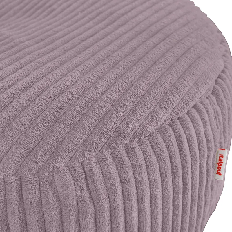 Pouf repose-pieds rond et assise d'appoint en velours côtelé