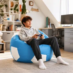 Pouf Fauteuil Ballon de Foot XL Enfant - Similicuir