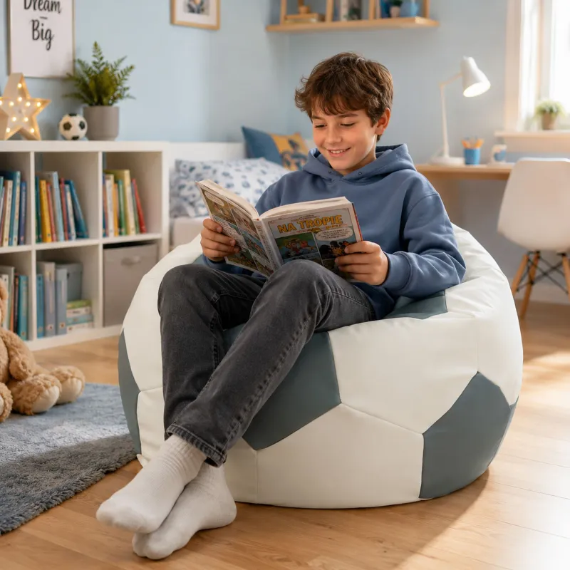 Pouf Fauteuil Ballon de Foot XL Enfant - Similicuir