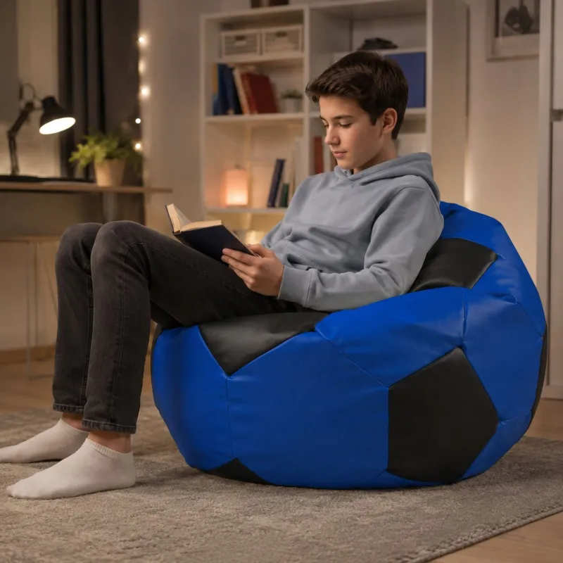 Pouf Fauteuil Ballon de Foot XL Enfant - Similicuir