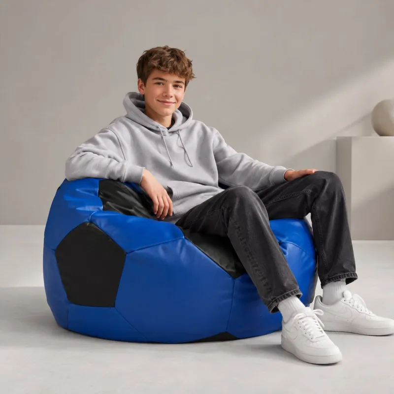 Pouf Fauteuil Ballon de Foot XL Enfant - Similicuir