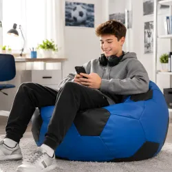 Pouf Fauteuil Ballon de Foot XL Enfant - Similicuir