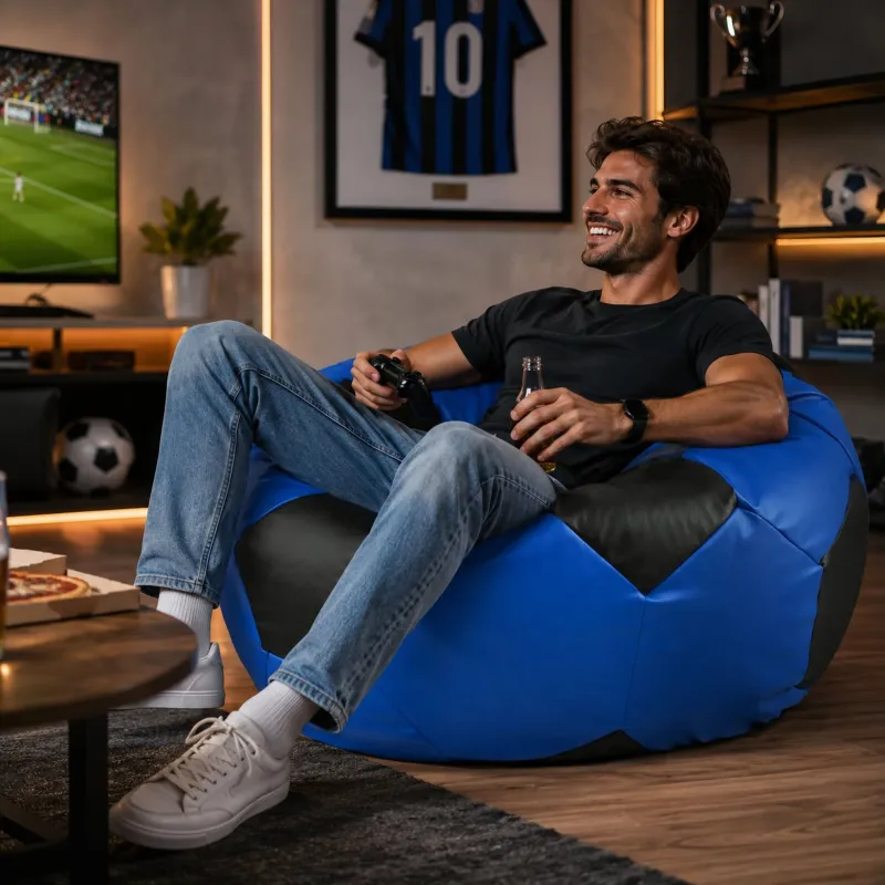 Pouf Fauteuil Football XXL - Simili Cuir Premium