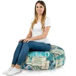 Coussin Pouf Rond Monaco - Tissu Imprimé Premium