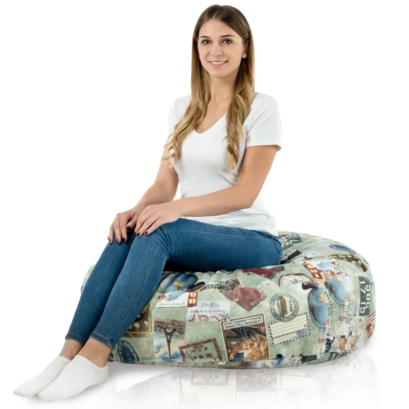 Coussin Rond Monaco 90 cm Tissu Imprimé | Italpouf