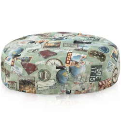 Coussin Pouf Rond Monaco - Tissu Imprimé Premium