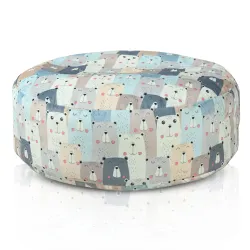 Pouf Repose-pieds Rond - Tissu Imprimé Premium