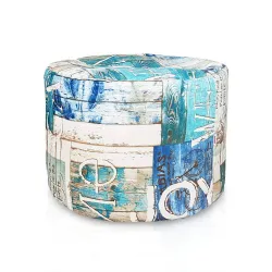 Pouf Rond Cylindre - Tissu Imprimé Premium