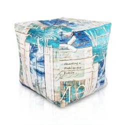 Pouf Cube Carré - Tissu Imprimé Premium