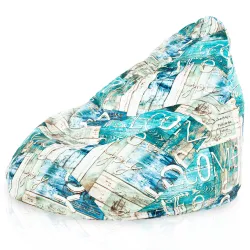 Pouf avec Dossier XXL Drop - Tissu Imprimé Premium