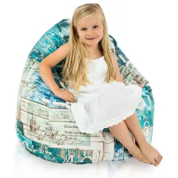 Pouf Poire L pour enfants - Tissu Imprimé Premium – vue 100
