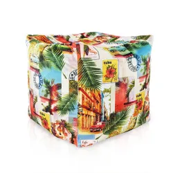 Pouf Cube Carré - Tissu Imprimé Premium