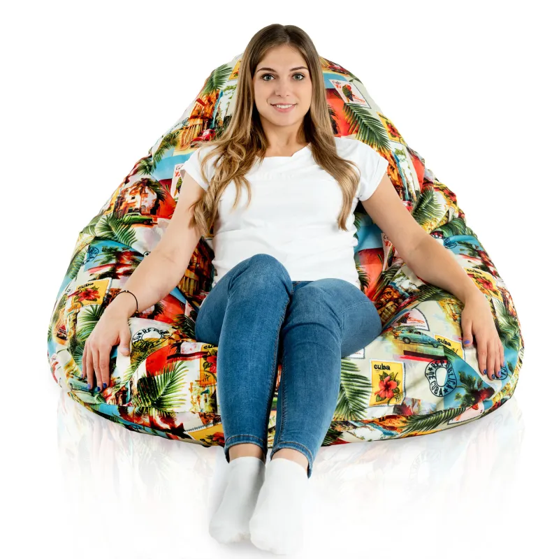 Pouf avec Dossier XXL Drop - Tissu Imprimé Premium – vue 52