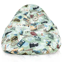 Pouf avec Dossier XXL Drop - Tissu Imprimé Premium – vue 34