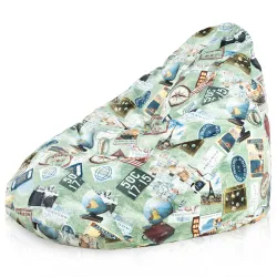 Pouf avec Dossier XXL Drop - Tissu Imprimé Premium