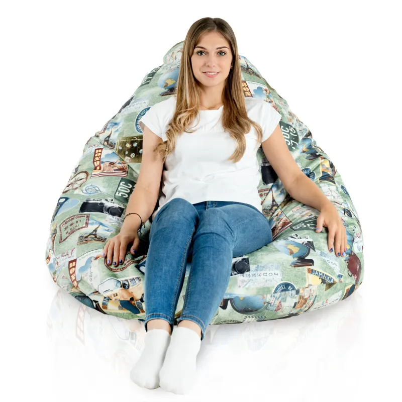 Pouf avec Dossier XXL Drop - Tissu Imprimé Premium – vue 44