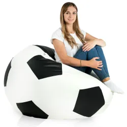 Noir Pouf De Football simili-cuir