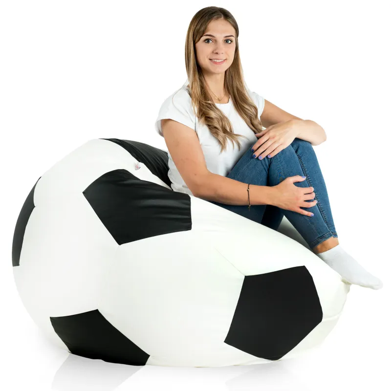 Noir Pouf De Football simili-cuir